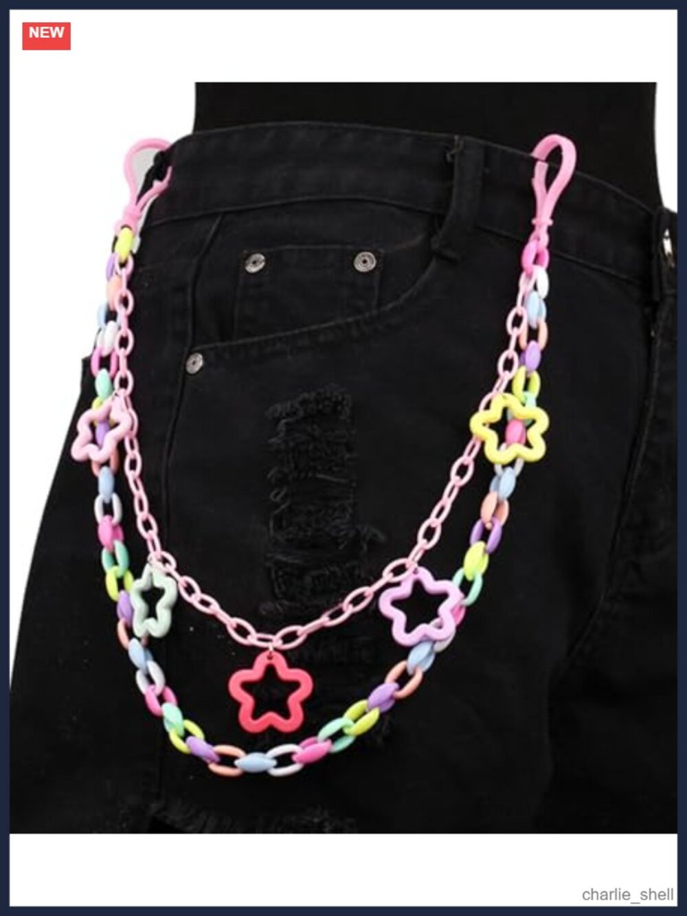 Y2K Star Pants Chain Jean Pocket Chain Plastic Punk Body Chain Accessory
